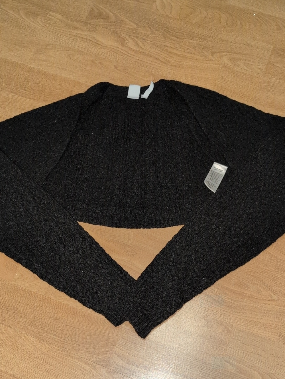 twik Black Cropped Cable-Knit Sweater